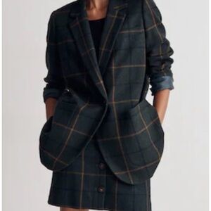 MADEWELL Larsen Blazer & Mini Skirt Suit Set Windowpane Plaid Size Medium 10